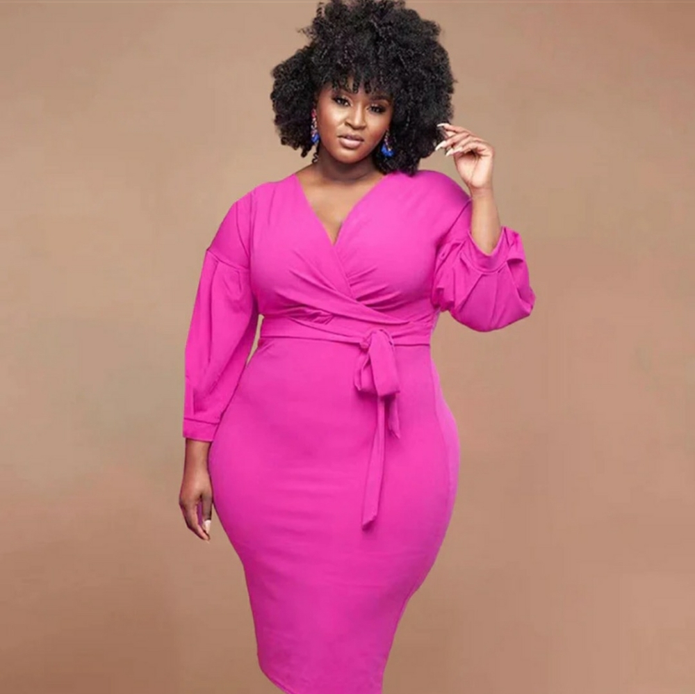 NWOT Pink Lantern Sleeve Wrap Dress Plus 2XL
